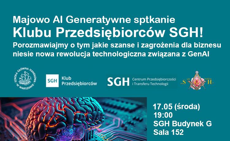 Grafika przedstawiająca zaproszenie na spotkanie Klubu Przedsiębiorców SGH